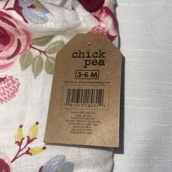 chick pea Muslin Swaddle Baby Blanket Dress Floral Print Sz 3-6 Months New - Picture 4 of 6